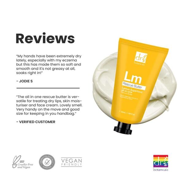 NIB 2 Dr Botanicals Lemon Superfood All-In-One Dry Skin Rescue Butter Skin Balm - Picture 6 of 14